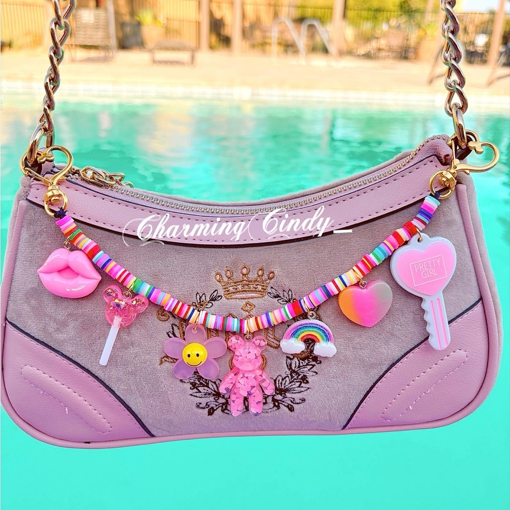 Pretty girl handmade purse charm.